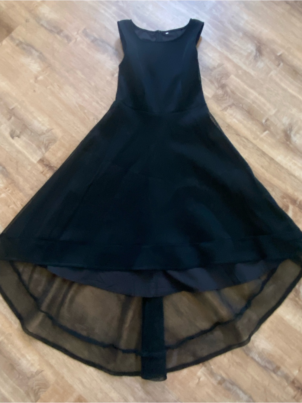 NWOT Black Fit-and-Flare Mesh Hem Dress